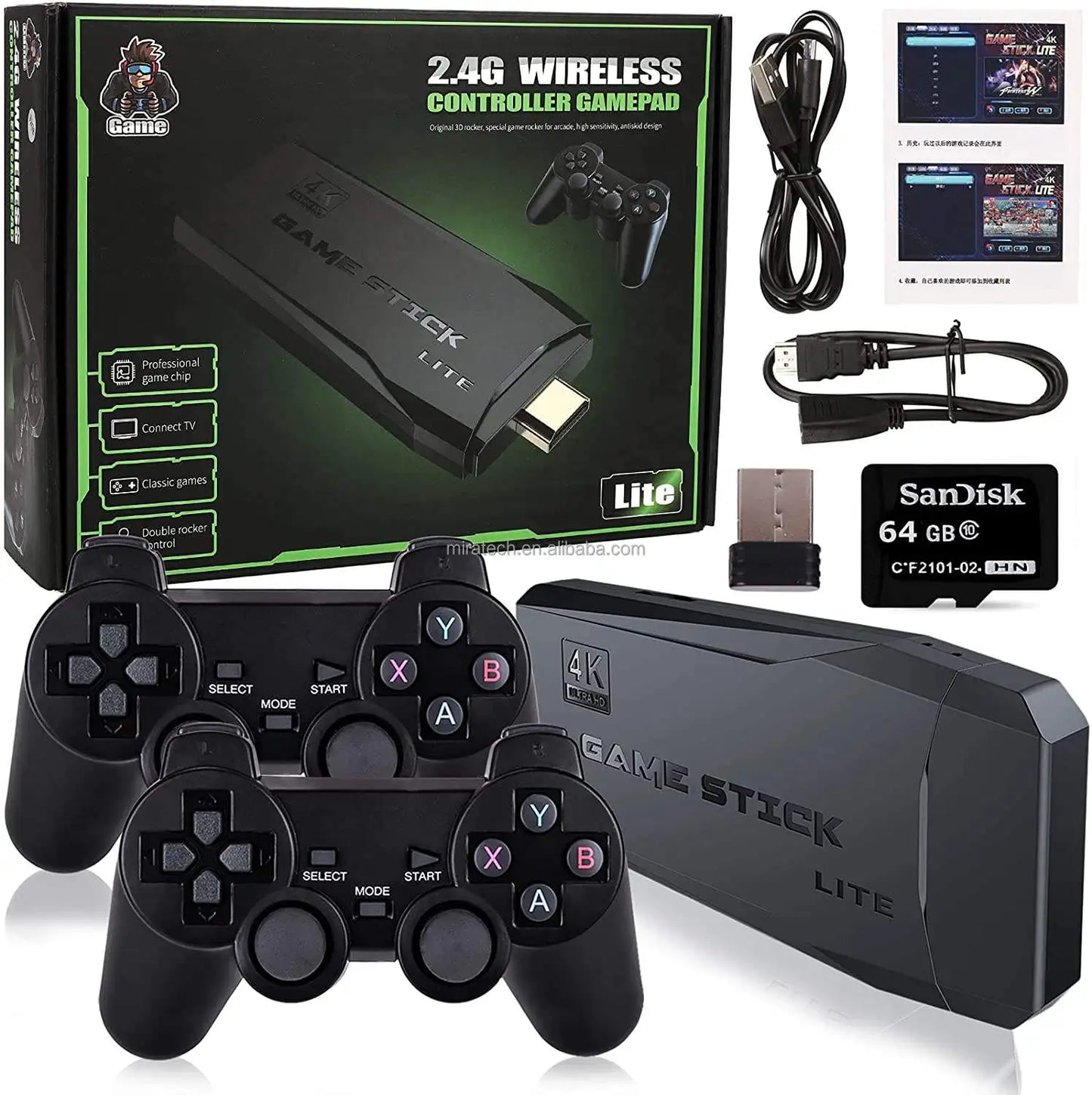 Family TV 64G Built-in 20000 Games Stick 2.4G Wireless Controller Gamepad 4K HD M8 Video Game Console M8
