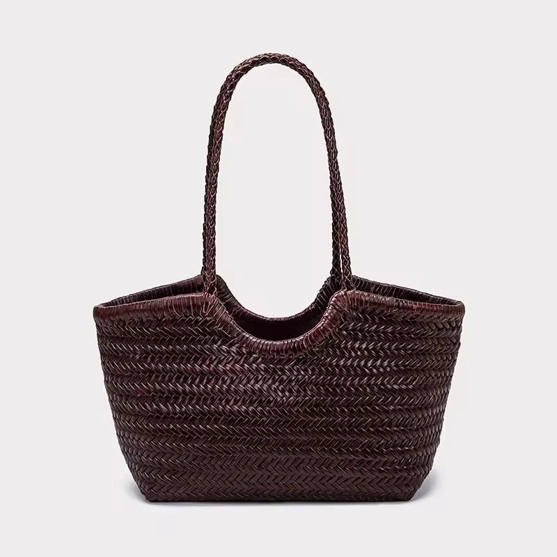 2026 Luxury Braided Leather Shoulder Bags  Real Cow Leather Weave Tote Bag Large Capacity Handbag Women Bag for Women