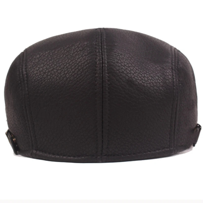 HT2792 Berets Autumn Winter Cap Hats for Men High Quality Leather Hat Male   Flat Cap Artist Painter Hat Men Beret Cap