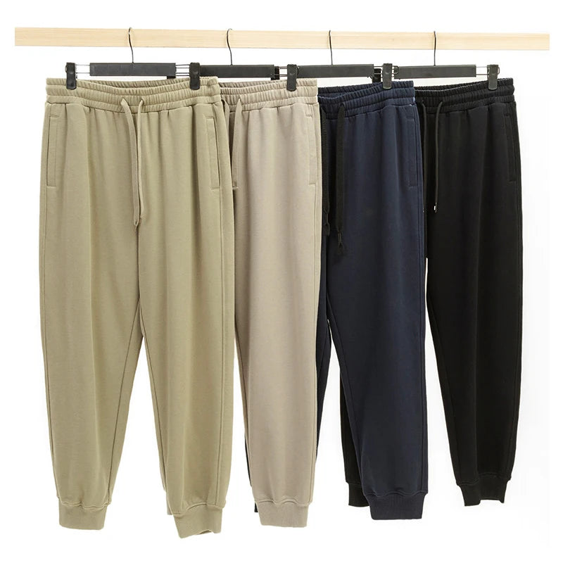Hot Sale 380gsm Terry Jogger Trousers for Men High Quality Jogger Pants With Pockets Heavy Solid Custom Sweat Pants for Men