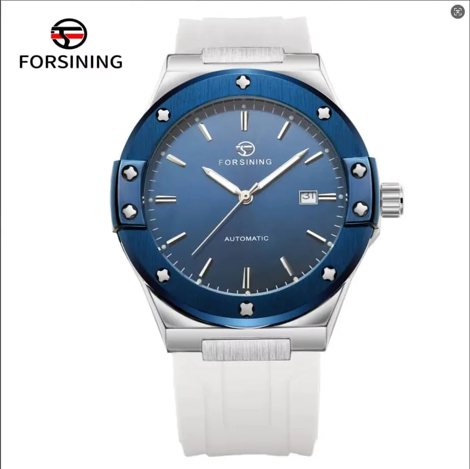 For FORSINING Luxury Automatic Men's Mechanical Watch Waterproof Luminous Calendar with Silicone Band Hollow Out Business Design