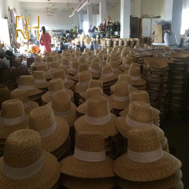 Fashion Sequins Sunscreen Paper Straw Hat Spring Summer British Flat Top Panama Sunshade Golden Bee Beach Hat