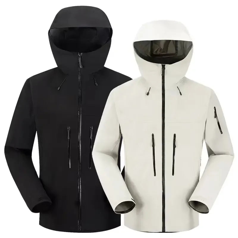 Unisex Waterproof Ski Jacket Hood Custom Raincoat Suit Men Women. Fabric Zipper Closure Mountain Snowboarding Summer Ski Wear