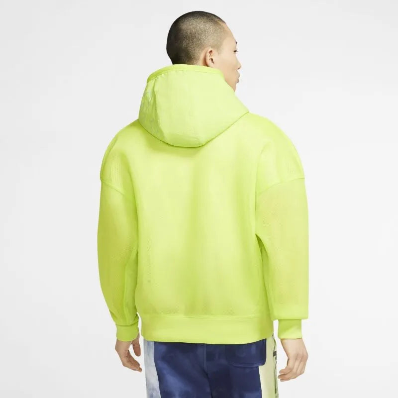 Jordan Mens Engineered Active Hoodie Green Size L Oversized Fit Anti-Shrink 100% Polyester French Terry Screen Printed Embroider