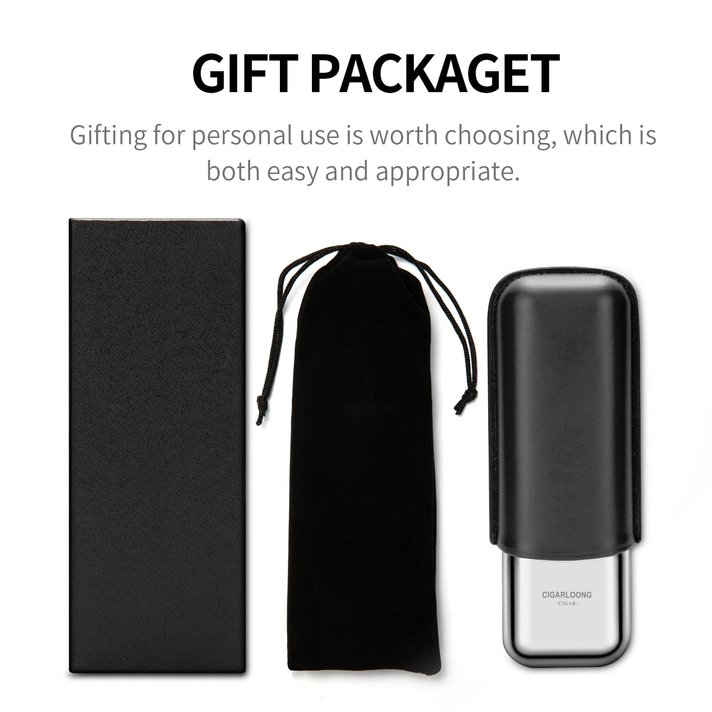 Stainless Steel Cigar Case Anti-pressure Portable Travel Leather Cigar Humidor Box