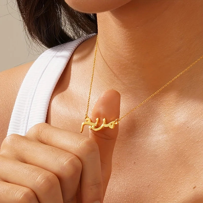 Hot Sale Letter Necklace Chain Personalized Vintage Arabic Initial Letter Women Pendant Necklace Wholesale
