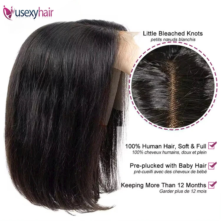 10 12 14 16 Inch Frontal Wig SDD Raw Vietnamese Bone Straight Human Hair 5x5 13x4 Transparent Lace Front Short Bob Wigs Factory