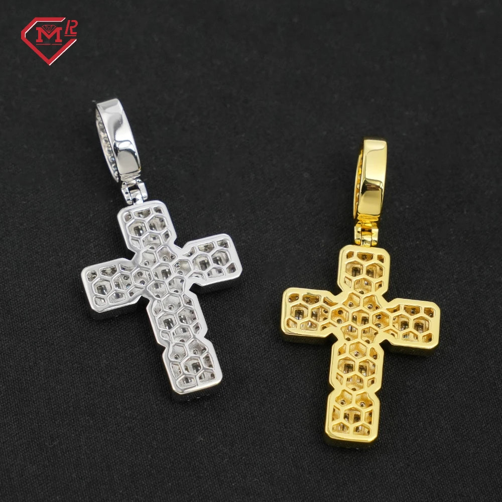 In Stock Moissanite Cross Pendant Silver 925 VVS Diamond Hip Hop Jewelry Iced Out Moissanite Pendant