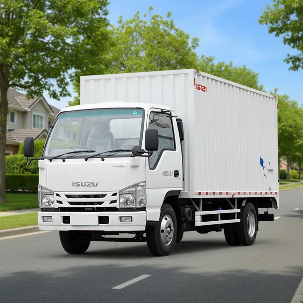 Hot Sale Isuzu ELF NKR 100P 4x2 Drive 3.3-5.5Tons Box Truck Diesel Light Duty Delivery Euro 6 Emission 4K Engine Dry Van Truck