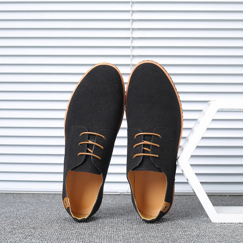 2022 Spring Suede Leather Men Shoes Oxford Casual Shoes Classic Sneakers Comfortable Footwear Dress Shoes Large Size Flats