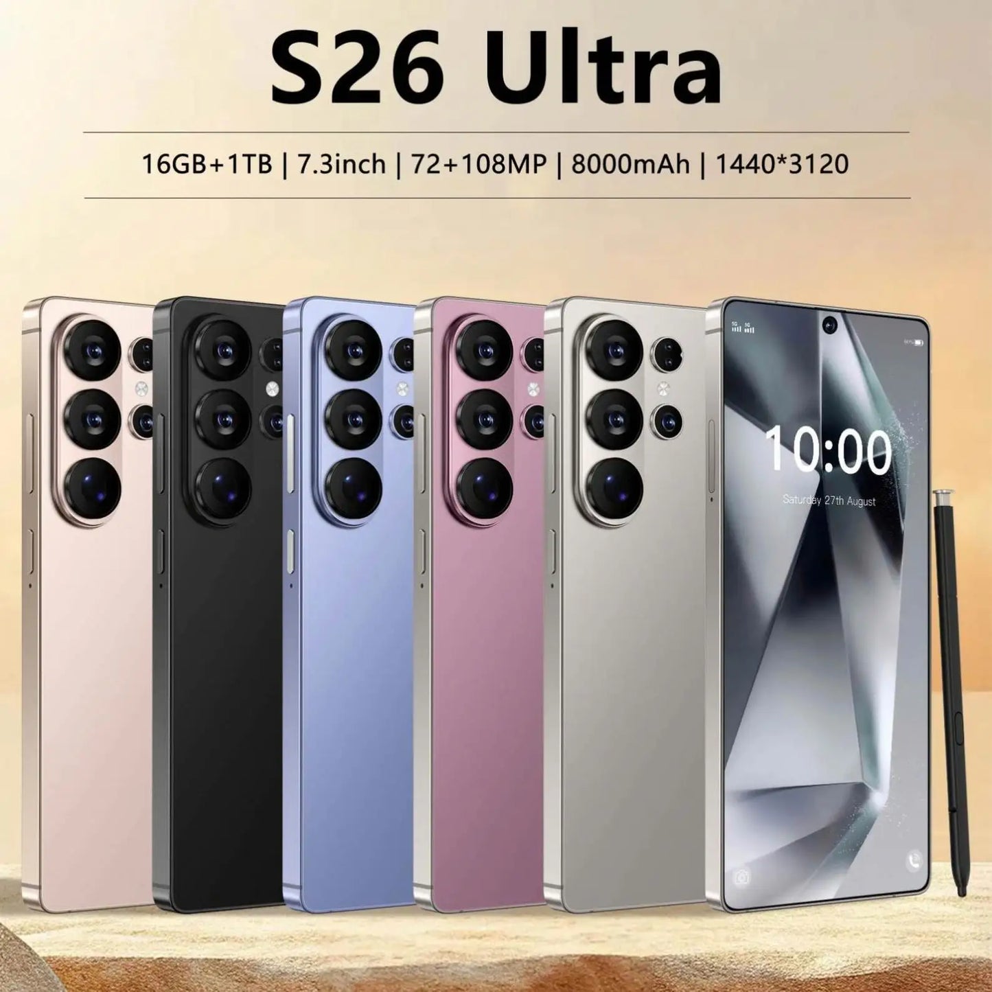 High Configuration S26 Ultra Smartphone 16GB+1TB Octa Core 108MP Camera 5G Dual SIM Global Mobile Phone