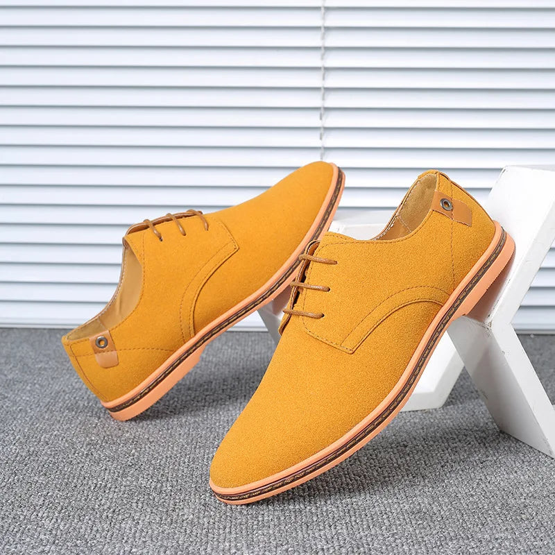 2022 Spring Suede Leather Men Shoes Oxford Casual Shoes Classic Sneakers Comfortable Footwear Dress Shoes Large Size Flats