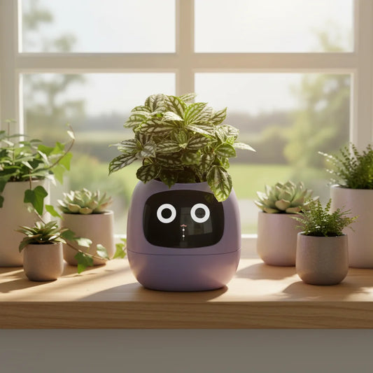 Ivy AI Smart Plant Pot with Expression Intelligent Planter Robot for Houseplants Flower Pot Stylish Plantagotchi Home Decor