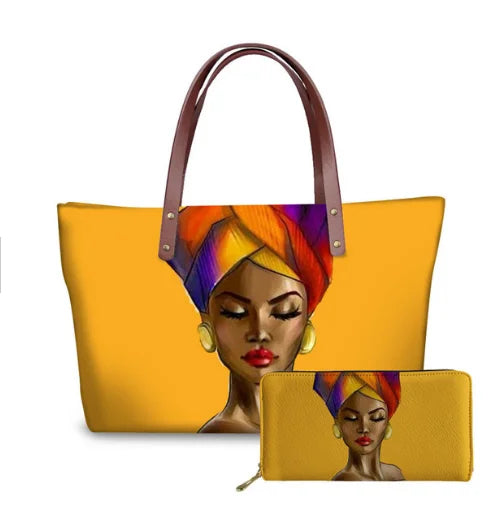 Top Seller Cheap Price Customize Design 2 Pcs Set African Print Women Shoulder Bag Handbag Fancy Beach Handbags for Women Luxury