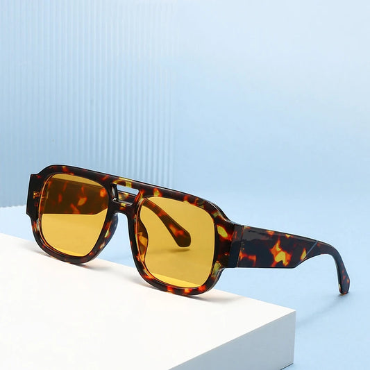 2025 New Outdoor Sports Sunscreen Personalized Fashion Leisure Double Bridge Men's Women's Universal Square Sunglasses
