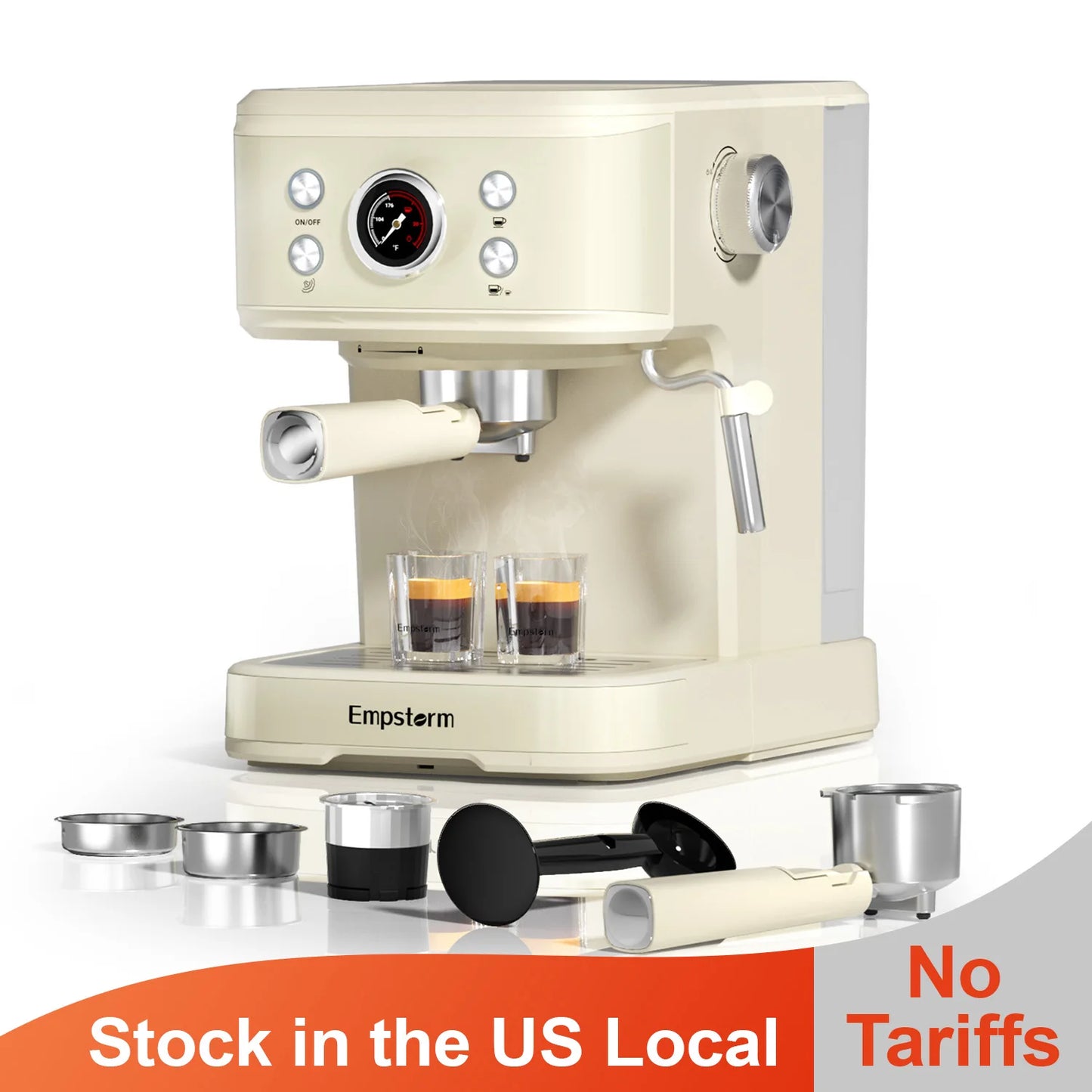 Empstorm 2 in 1 Capsule and Powder Semi-Automatic Coffee Machine Makes Espressos Lattes Cappuccinos for Office Home Hotel Use