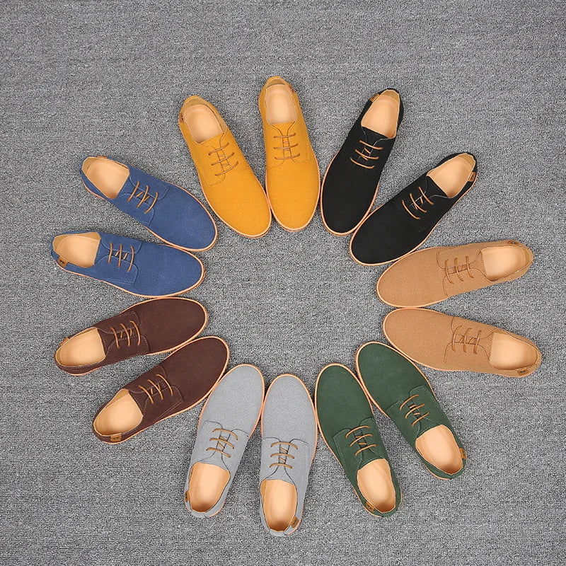 2022 Spring Suede Leather Men Shoes Oxford Casual Shoes Classic Sneakers Comfortable Footwear Dress Shoes Large Size Flats