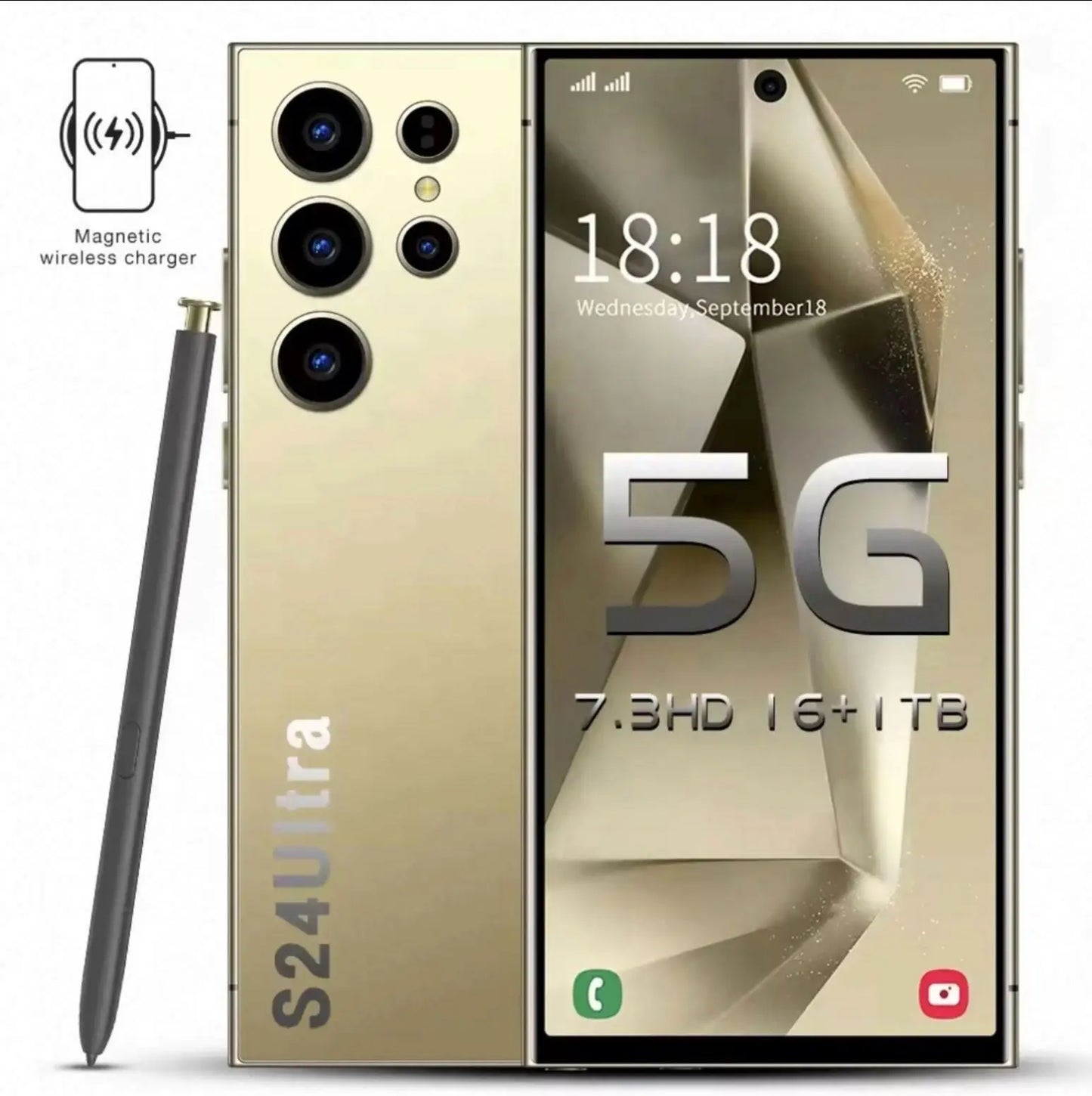 Latest Global Version Smartphone S24 Ultra+ Fold Design Phone High Refresh Rate Screen GPS Spotify 5g LTE Cell Mobile Phone