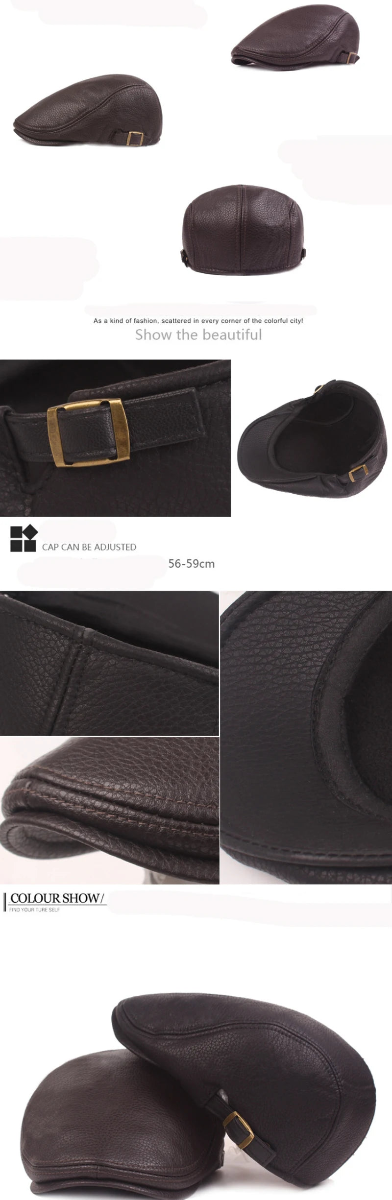 HT2792 Berets Autumn Winter Cap Hats for Men High Quality Leather Hat Male   Flat Cap Artist Painter Hat Men Beret Cap