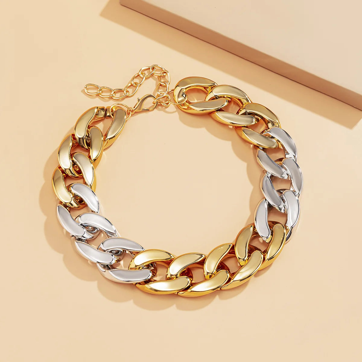 Simple Exaggerated Necklace Lady 4 Color Hip Hop Distorted Thick CCB Chain Creative Necklaces Fashion Glamour Girl Jewelry Gift