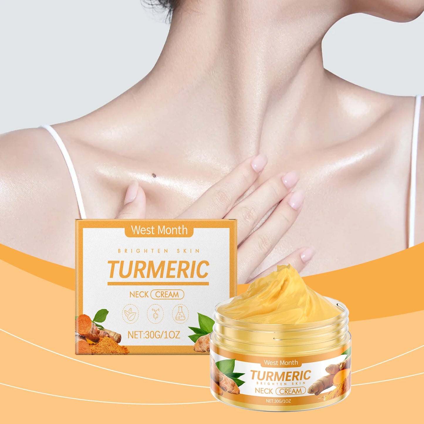 West&Month Turmeric Lift Neck Cream Tightens Skin, Improves Dull, Fine Lines And Brightens Skin Contour