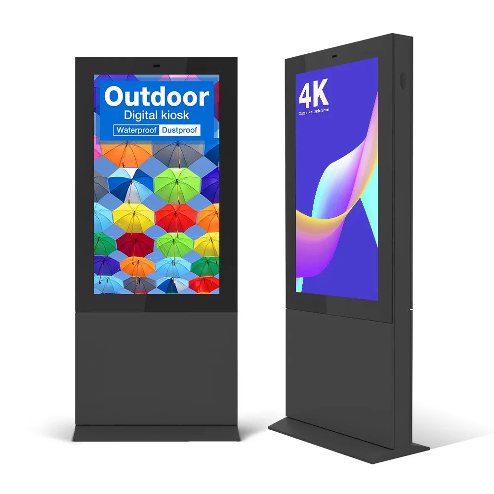 65 Inch 3000nits Sunlight Readable Outdoor Free Standing Large Advertising TV Totem Digital Signage and Displays