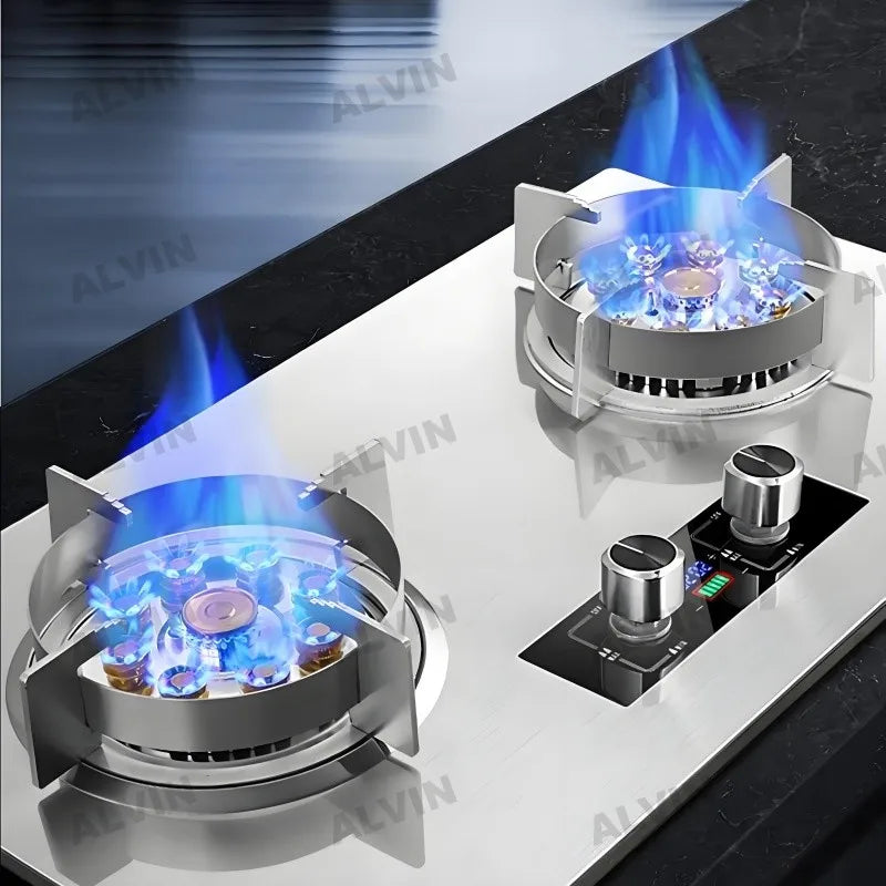 Built-in 4 Burners Cast Iron Grill Pusle Ignition Copper Injector Hobs Stainless Steel Panel Gas Stove