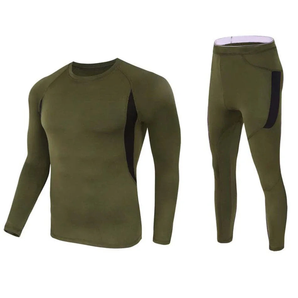Men's Thermal Shapewear Skiing Warm Breathable Quick Dry 220g Base Layer Set Fleeced Tops Pants Fitness Gym
