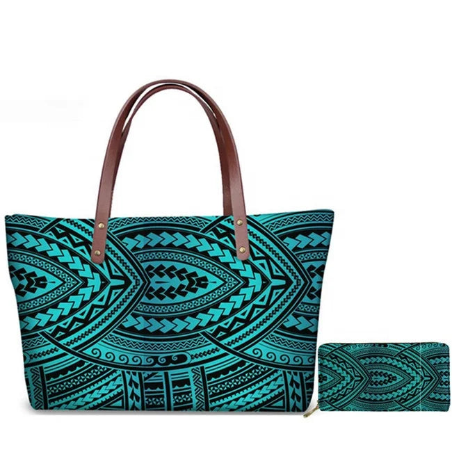 Custom Printed Women Bag Handbags African Girls Printing Purse and Handbags 2pcs Set Shoulder Tote Bag Females Summer Beach Bags