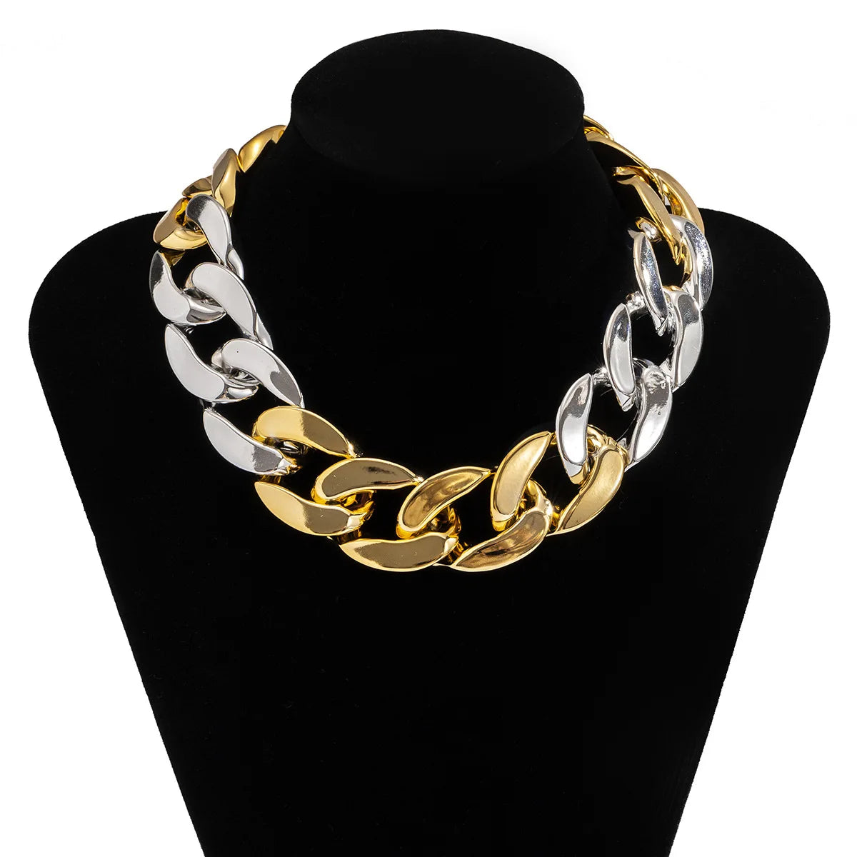 Simple Exaggerated Necklace Lady 4 Color Hip Hop Distorted Thick CCB Chain Creative Necklaces Fashion Glamour Girl Jewelry Gift