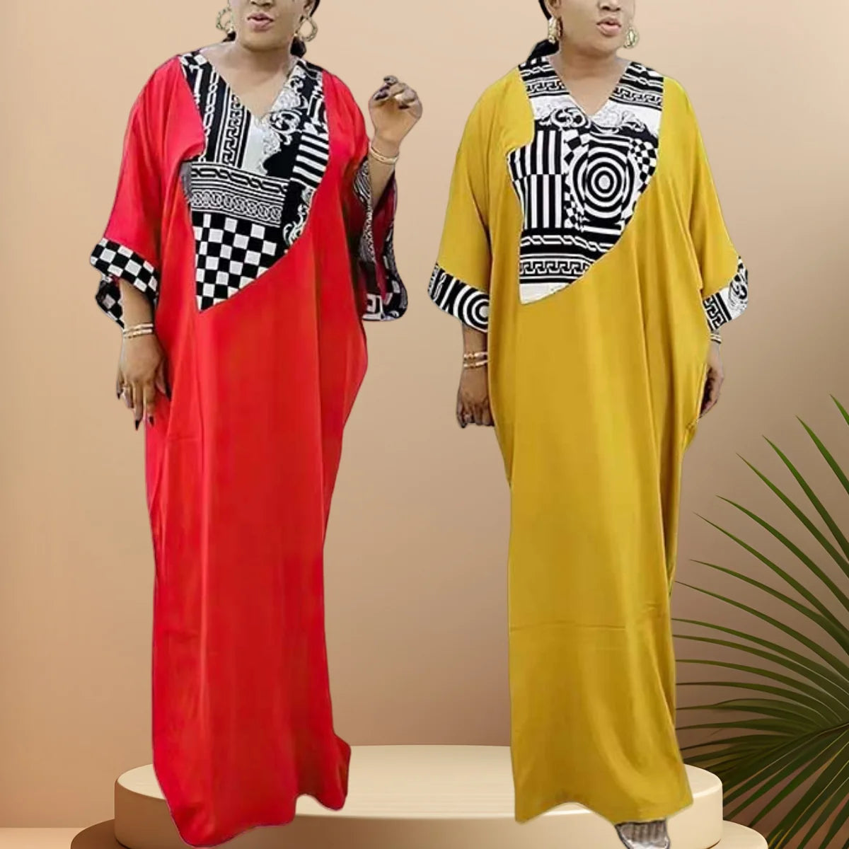 8646 Middle East Muslim Casual Loose Printed Plus Size Elegant Long Dress Women Islamic Clothing