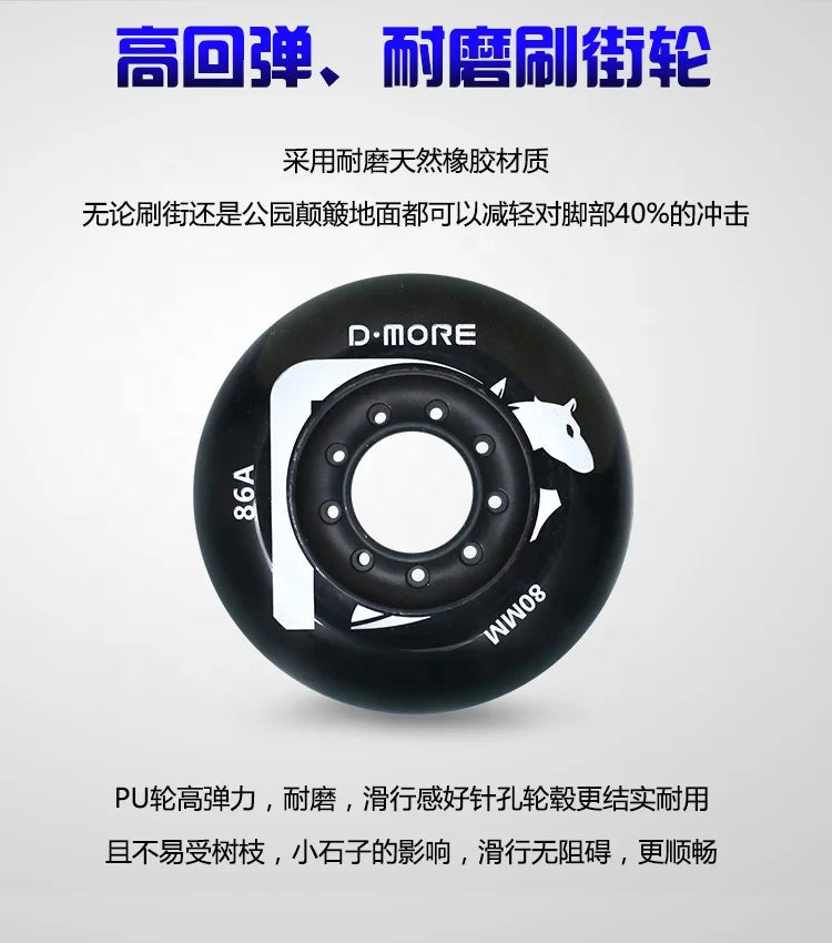 STANLEY Fitness Single Row Professional Inline Roller Skates 4x80mm Wheels Summer Winter PU Men Black