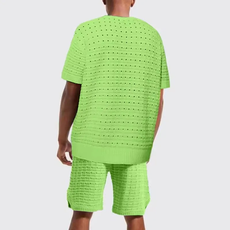 S-3XL Men's Set Summer Sports Matching Clothing Loose Short Sleeved Shirt Shorts Youth Two-piece Set