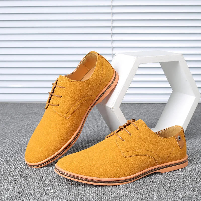 2022 Spring Suede Leather Men Shoes Oxford Casual Shoes Classic Sneakers Comfortable Footwear Dress Shoes Large Size Flats