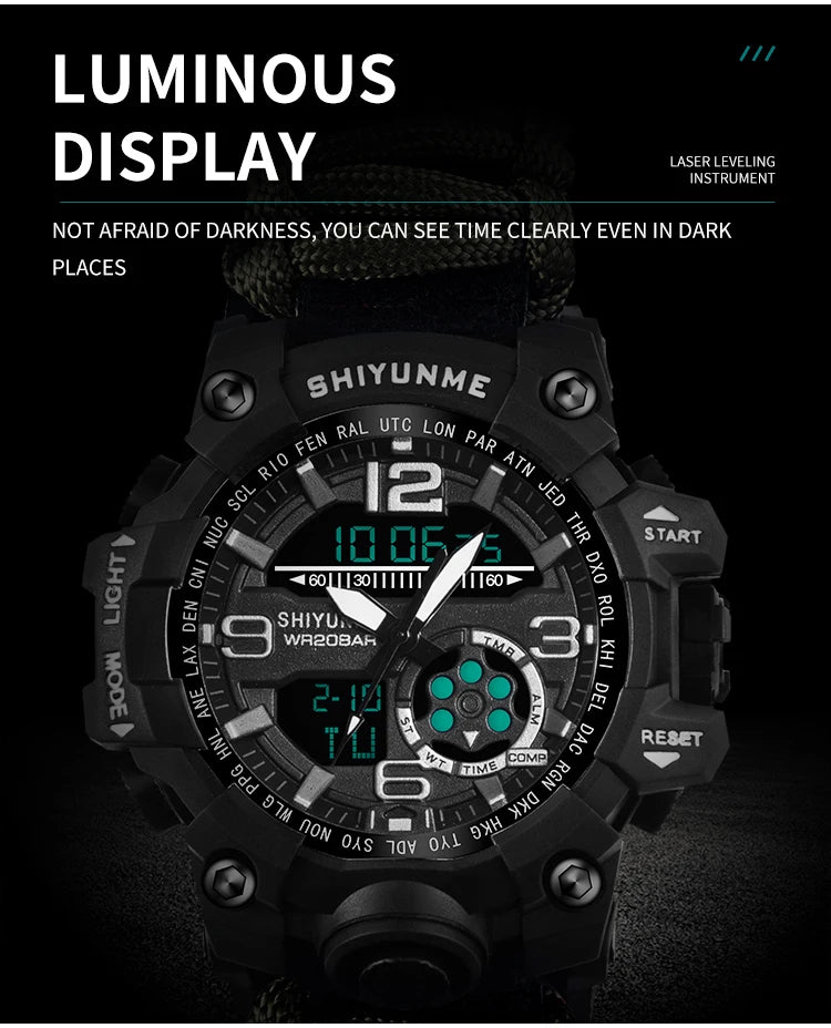 SHIYUNME G Style Military Sports Digital Watches Compass Outdoor Survival Multi-function Waterproof Mens Watch Relogio Masculino