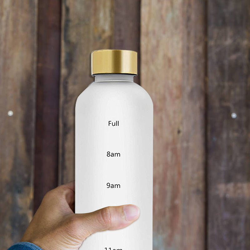 1L Water Bottle with Time Marker 32 OZ Fitness Sports Outdoor Travel Portable Leakproof Drinkware BPA Free Frosted Drink Bottles