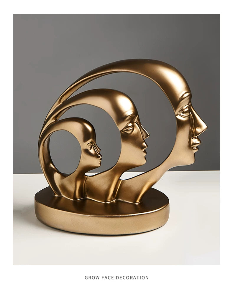 Statue Abstract Resin Desktop Ornaments Sculpture Miniature Figurines Face Character Nordic Art Crafts Office Home