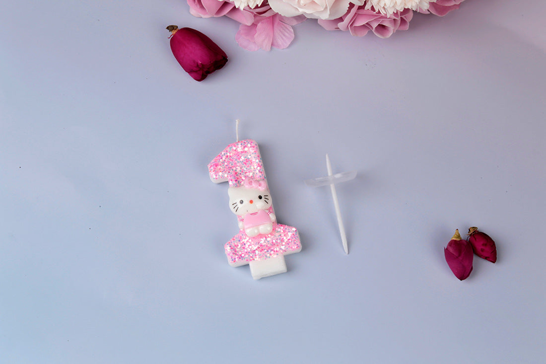 Kawaii Sanrio Hello Kitty 0-9 Digital Candles Creative Cartoon Pattern Party Decoration Supplies Birthday Cake Accessories Gift