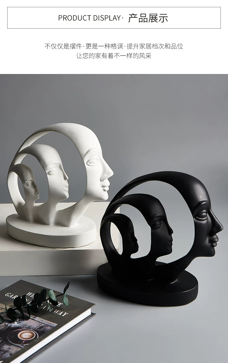Statue Abstract Resin Desktop Ornaments Sculpture Miniature Figurines Face Character Nordic Art Crafts Office Home