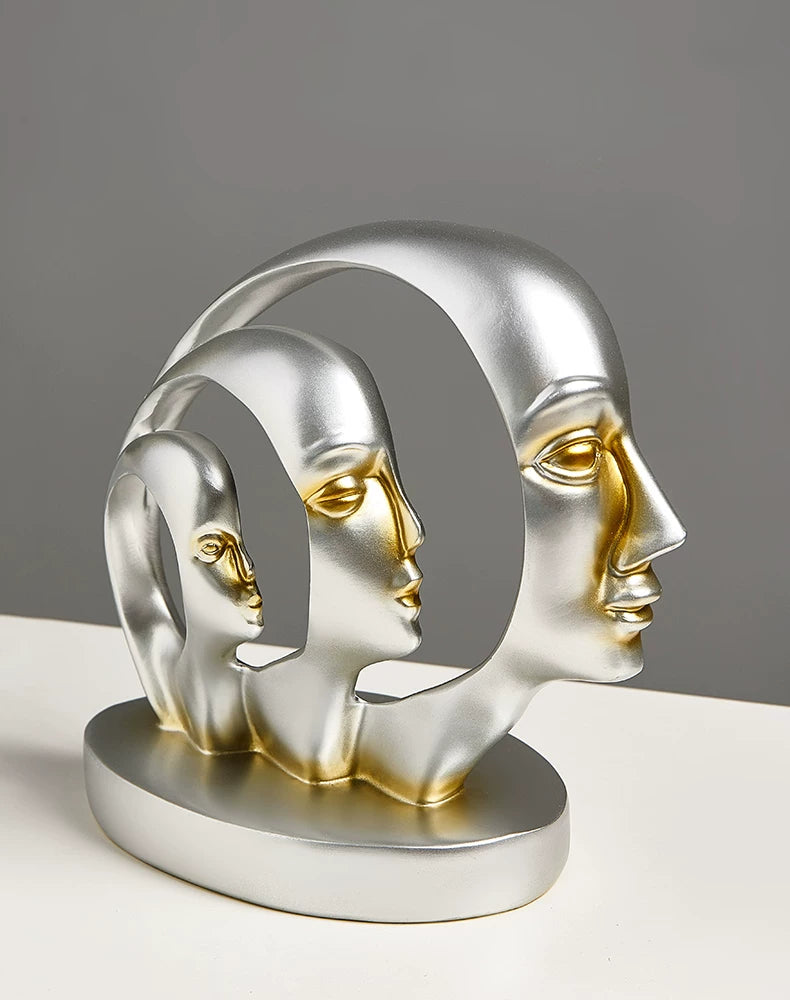 Statue Abstract Resin Desktop Ornaments Sculpture Miniature Figurines Face Character Nordic Art Crafts Office Home