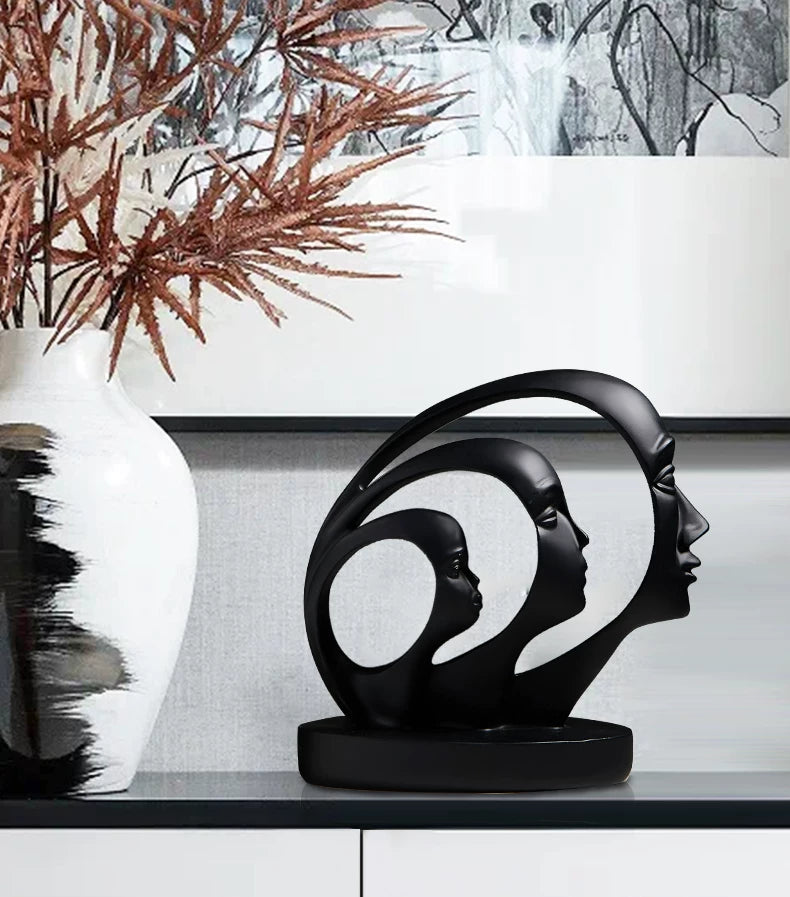 Statue Abstract Resin Desktop Ornaments Sculpture Miniature Figurines Face Character Nordic Art Crafts Office Home