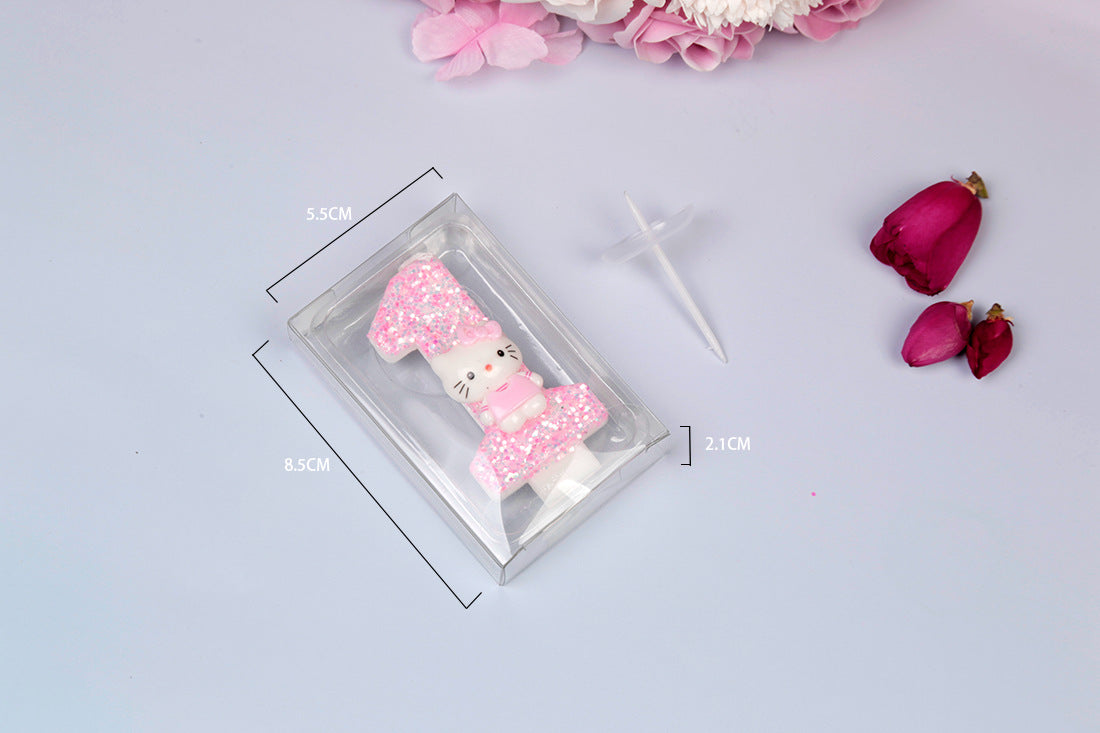 Kawaii Sanrio Hello Kitty 0-9 Digital Candles Creative Cartoon Pattern Party Decoration Supplies Birthday Cake Accessories Gift