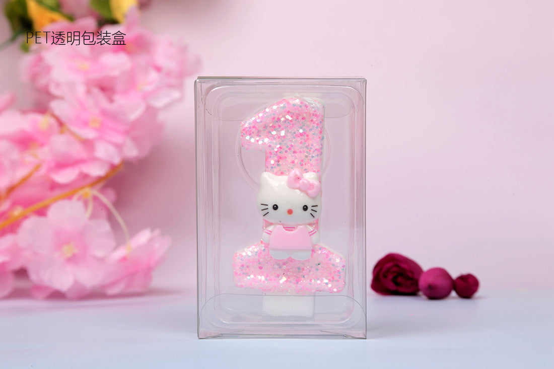 Kawaii Sanrio Hello Kitty 0-9 Digital Candles Creative Cartoon Pattern Party Decoration Supplies Birthday Cake Accessories Gift