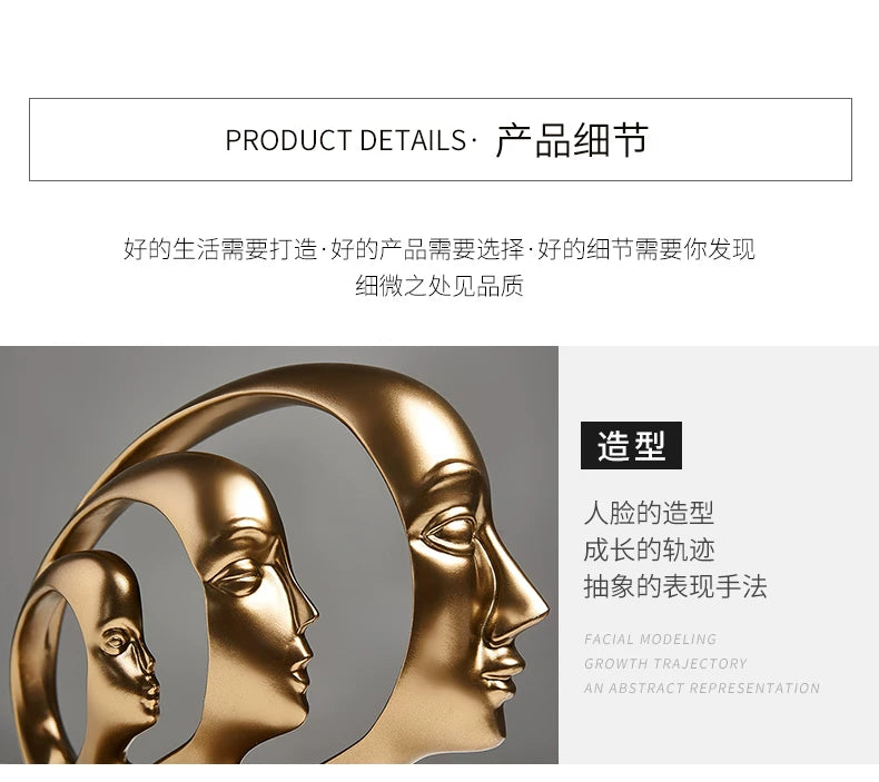 Statue Abstract Resin Desktop Ornaments Sculpture Miniature Figurines Face Character Nordic Art Crafts Office Home
