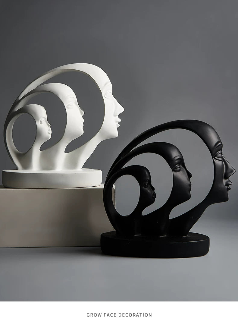 Statue Abstract Resin Desktop Ornaments Sculpture Miniature Figurines Face Character Nordic Art Crafts Office Home