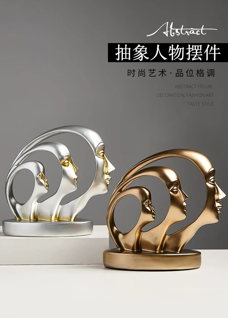 Statue Abstract Resin Desktop Ornaments Sculpture Miniature Figurines Face Character Nordic Art Crafts Office Home