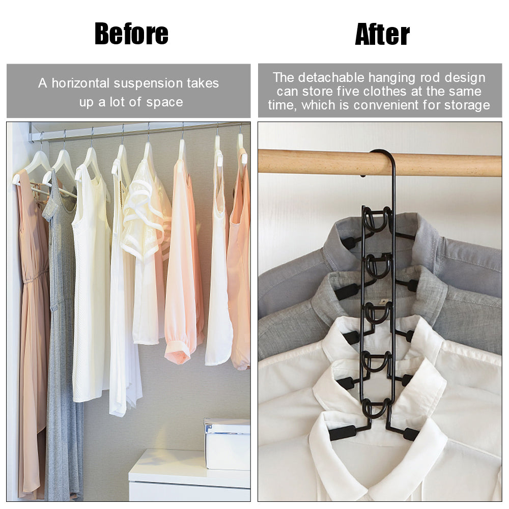 Household One-Piece Clothes Hanger Indoor Space Saving Clothes Drying Rack Mounted Hanger Detachable Storage Holder 5 Layer