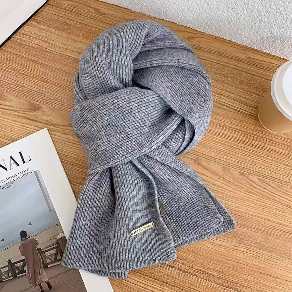 Winter Warm Neckerchief Fake Collar Solid Color Cross Scarf Woolen Thicken Knit Scarf Neck Warmer Women Girls