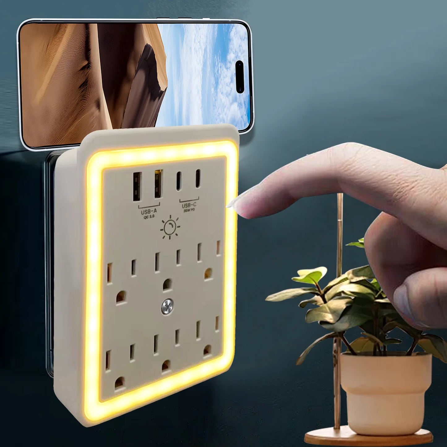 Multi Plug Outlet Expander, USB Wall Charger, Outlet Splitter Adapter Wall Mount for Home Travel Office
