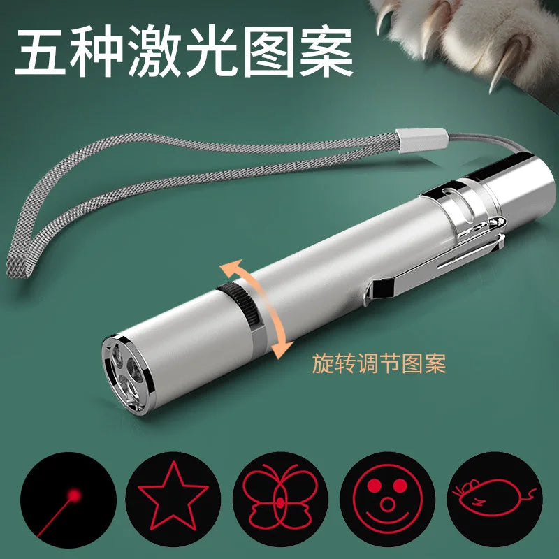 3 in 1 Cat Playing Pointer Pen USB Cat Torch Toy Red Purple White LED Light Rechargable Cat Laser Toys Flashlight Cat Toy